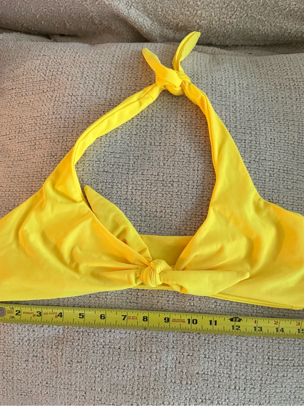 Yellow Knot Front Halter Bikini Top